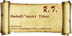 Radvánszki Tibor névjegykártya