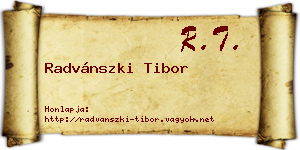 Radvánszki Tibor névjegykártya